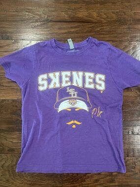BreakingT Purple Graphic Tee with PAUL SKENES LSU Logo